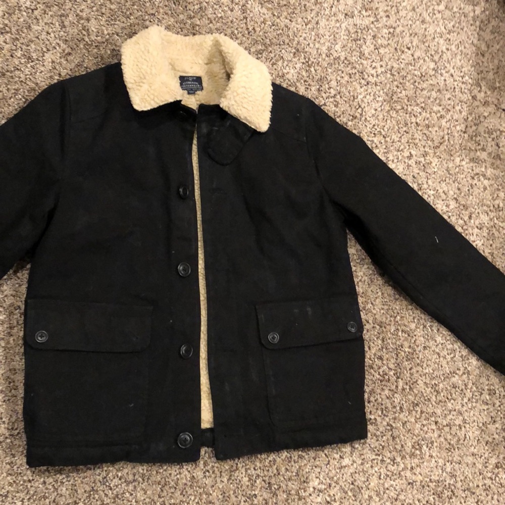J. Crew Factory Sherpa Lined, waxed bomber jacket